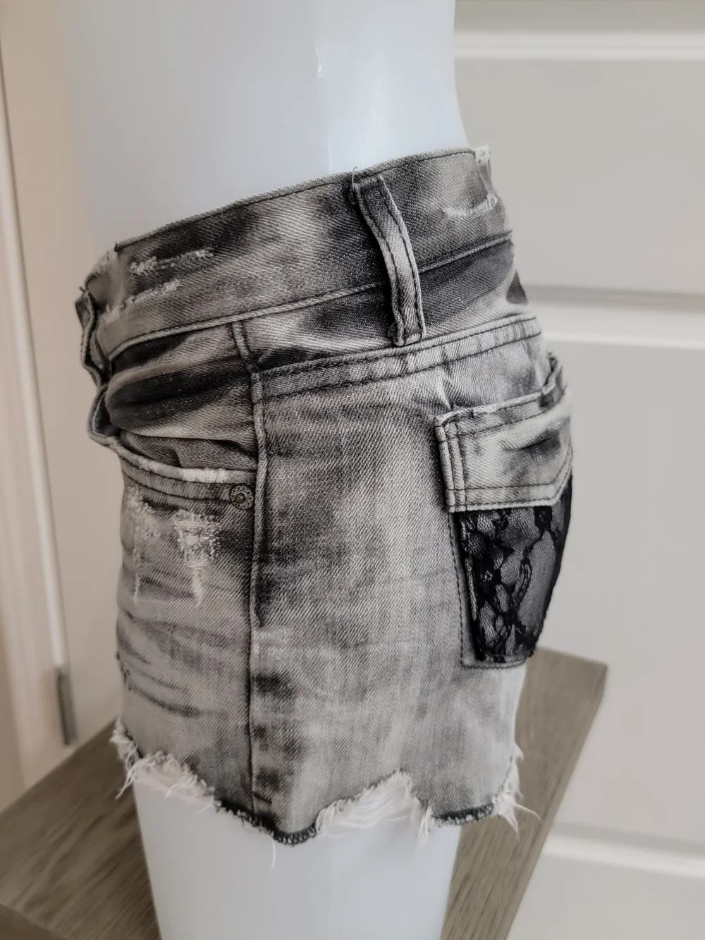 Distressed Grey Denim Women's Shorts